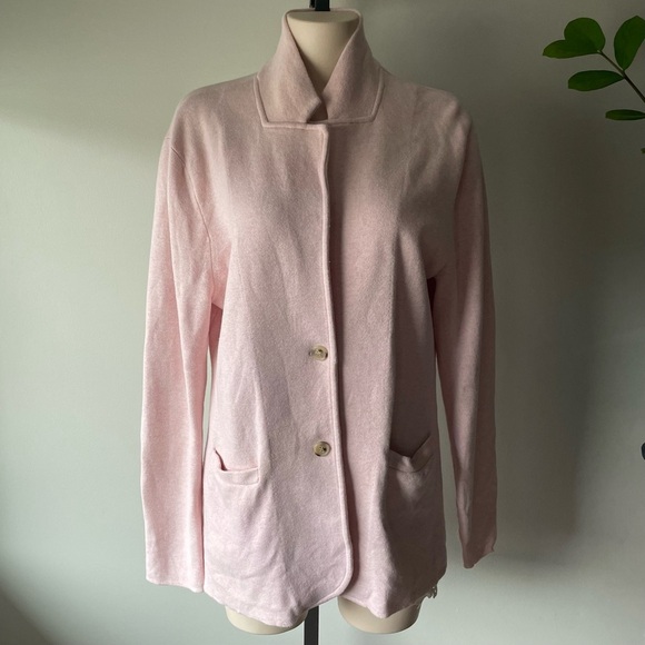 J Crew Sweater Blazer 100% Cotton Petal Pink Barbie Barbiecore Size XL - Picture 1 of 8